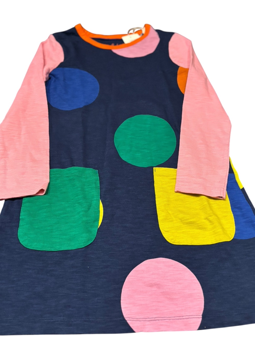 Mini Boden NWT size 7/8 Blue LS dress with dot design